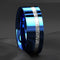 Men's 8mm Tungsten Ring Blue Silver Meteorite Inspired Inlay Wedding Band
